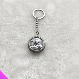 Keychains Keychain Faith Amulet Priest Pattern Po Frame Double-sided Embossed Box Key Chain Souvenir