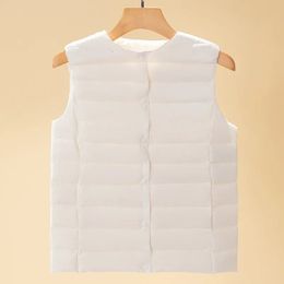 Womens Down Parkas Autumn Winter Light Jacket Waistcoat Season Round Neck Lining Vest Shoulder White Duck Coat 231129