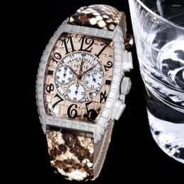 Wristwatches 2023 Men Watch Top Waterproof Automatic Tonneau Wrist Quartz Watches For Date Sports Leather Clock Male