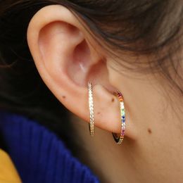 2019 new designer Women colorful CZ circle Ear Cuff Wrap Clip Earrings Gold color Wedding Piercing Dual-purpose jewelry earings272U