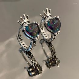 Hoop Earrings Huggie Spike-Punk Earring Crown-Colorful Heart Stud Gothic Jewelry For Women Girl Teen Wrap Cuffs D29 22 Dropship