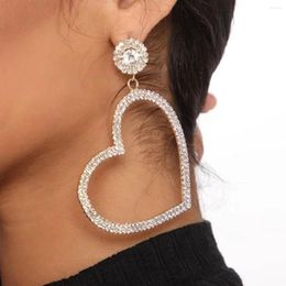 Dangle Earrings Sweet And Brilliant Women's Shiny Rhinestone Heart-shaped Pendant Exaggerated Crystal Fashion Jewelry