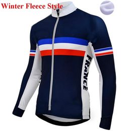 2022 France Pro Team Winter Cycling Jackets Fleece Cycling Windproof Windjacket Thermal mtb Biking Coat Mens Warm Up Jacket295I