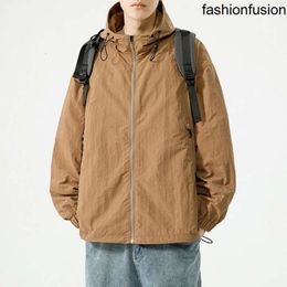 Men's Jackets Men Spring Hiking Coat Couple Retro Outdoor Hooded Jacket Plus Size Boys Green Brown Loose Travel Clothes Zipper Outerwear Favourite Fashion