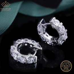 Stud WUIHA 18K Gold Plated Round VVS1 White Sapphire Hoop Earrings for Women 925 Sterling Silver Fine Jewelry Wholesale Drop 231129
