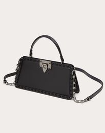 High Quality Handbag Single Shoulder crossbody Bag Rockstud Series Iconic decorative nail hook design calfskin material luxury girl cute black bag