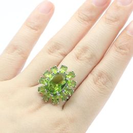 Solitaire Ring 26x22mm Stunning 6g Green Peridot Women Engagement Silver Ring Daily Wear Drop 230428