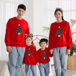Family Matching Outfits Red Sweaters for Family Match Santa Claus Christmas Adult Kids Pajamas Mom and Daughter Elk Xmas Sweatshirt Outfits High Quality 231129
