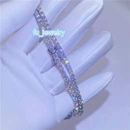 Hip hop iced out 2mm quality Jewellery pass diamond tester s925 sterling silver d Colour vvs moissanite diamond tennis bracelet