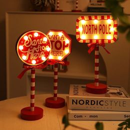 Christmas Decorations Christmas Table Pendant Wooden Stop Sign LED Light Ornaments Christmas Decoration Noel Navidad Home Decor Gifts 231129