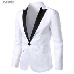 Men's Suits Blazers 2023 Men's Slim Fit Colour Matching Single Breasted Suit Youth Casual Wedding Banquet Dress Suit JacketL231130