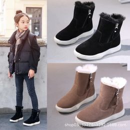 Sneakers Winter Thickened Waterproof Anti slip Children s Cotton Boots Girls Snow Warm Fur Shoes for Kids Ankle Sneaker 231129