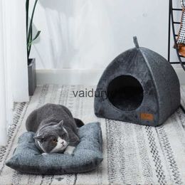 Cat Beds Furniture Soft Bed Foldable Kitten House Semi-enclosed Indoor Cats Cave Warm Kennel for Small Dogs Deep Sleep Pets Accessoriesvaiduryd