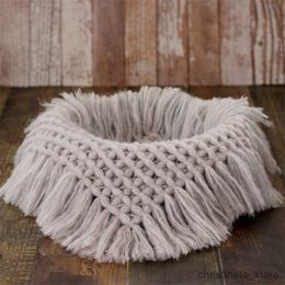 Blankets Swaddling Newborn Baby Photography Blanket Basket Filler Mohair Knitted Mat 50cm Square Rug Photo Props Cushion Tassels Decoration Blanket R231130