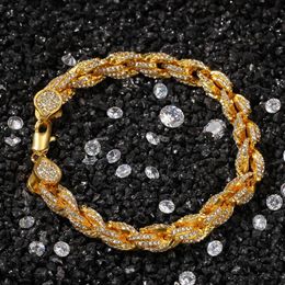 Fashion Mens Gold Bracelets High Quality Iced Out Chain Bracelet Hip Hop Jewelry207Q