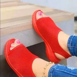 Sandals Women Shoes Summer Mesh Fish Platform Women's Closed Toe Wedge Ladies Light Casual Zapatillas Muje