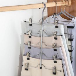 Hangers Multilayer Clothes With 8 Clips Clothing Storage Rack Holder Drying Wardrobe Folding Pants Metal Skirt