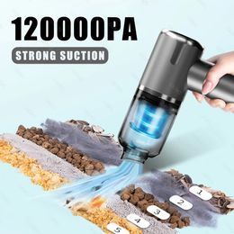 Vacuums 120000PA Mini Car Vacuum Cleaner Portable Wireless Hand held for Home Appliance Powerful Cleaning Machine 231130