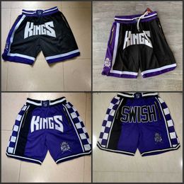 Sacramento''Kings''Men Team Basketball Shorts Just Don Short With Pockets Zipper Wear Casual Pant Gym Beach Sweatpants Justdon Hip Pop Elastic Stitch