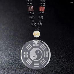 Pendant Necklaces Classic White Crystal Yin Yang Circle Tag Necklace China Tai Chi Bagua Choker Amulet Lucky Security Peace Jewelry Gift