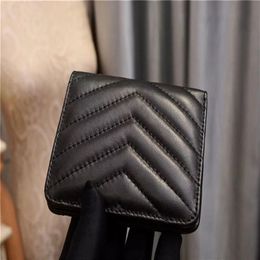 womens wallet Designer Wallets Ladies bag Short style Pouch Card holder slot purse real leather black color top quilted soft235y