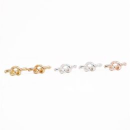 Fashion Small Knot Stud Earring Cute Style Environmental protection material Gold Silver Rose Three Colour Optional For Women288O