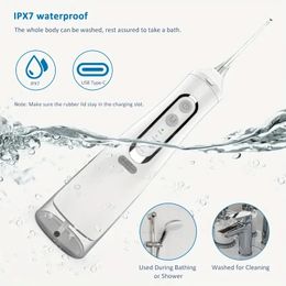 Portable USB Rechargeable Water Flosser - Dental Water Jet with IPX7 Waterproof Technology for Travel - Effective Teeth Cleaning and Oral Hygiene