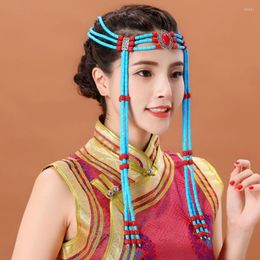 Party Supplies Festival Costume Accessories Women Elegant Headdress Beautiful Mongolia Long Hair Princess Cosplay Headwear