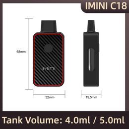 Imini C18 Disposable Vape Box USB Recharge Device 4.0ml 5.0ml Black Empty Oil Vaporizer 380mAh Ceramic Coil Adjustable Voltage D8 D9 D10 European Warehouse in Stock