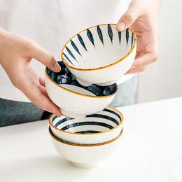 Bowls 1PCS 4.5Inch Japanese Bone China Rice Bowl Simple Instant Noodle Porcelain Breakfast Household Reusable Ceramic