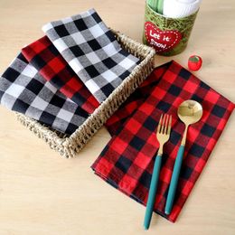 Table Napkin 6Pcs Cotton Cheque Square Tea Towel Kitchen Cloth Napkina Decorative Dinner El Black White Plaid Red