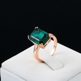 Natural Emerald Zircon Diamond For Women Engagement Wedding Rings with Green Gemstone Ring 14K Rose Gold Fine Jewellery Y200321258p