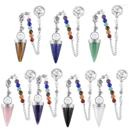 Pendant Necklaces Reiki Natural Stone Crystal Pendulums Chakra Spiritual Buddha Pendulum For Dinvination Pink Clear Quartz Amethyst X010