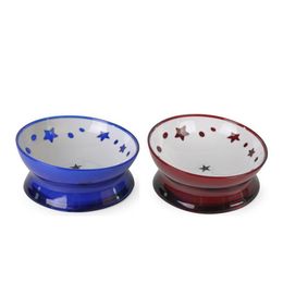 Dog & Cat Elevated Bowl with Non-Slip Prevent Chocking Easy Get food Tilted Star Bullfighting Short Nose Dog Skid Resistant Wear B2526