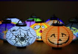 Halloween Decoration LED Paper Pumpkin Hanging Lantern Light Lamp Halloween Decorations for Home Horror Lantern Costume Supplies 59906729