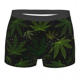 Underpants Novelty Boxer Leaf Shorts Panties Briefs Men Underwear Leaves Breathable For Homme Polyester Print Boxers Pack