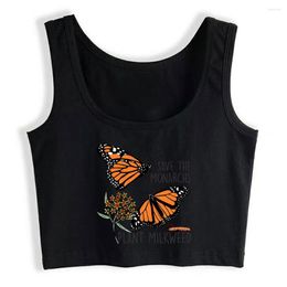 Women's Tanks Crop Top Monarchs Butterflies Milkweed Basic Black Sleeveless Womens Tops Blusas Mujer De Moda 2023 Verano Gym Tank Women