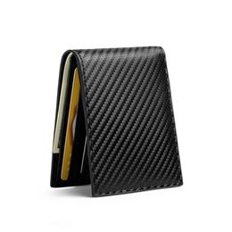 Wallets Carbon Fibre Pattern Smart Wallet RFID Money Bag Slim For Men Purse Carteira High Quality Holder254a