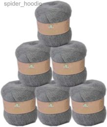 Yarn 6 Balls Angora Mohair Wool Yarn for Knitting Soft Plush Cashmere Hand Crochet La DIY Scarf Sweater Thread shipping Sales L231130