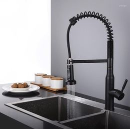 Kitchen Faucets ORB Brass Faucet Three Functions Pull Out Sprayer Oil Rubbed Bronze Rotatable Sink Mixer