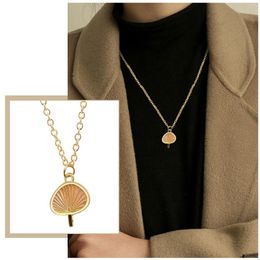 Chains Retro Fashion Cattail Fan Pendant Necklace Valentine's Day Jewellery Long For Women Pave Initial