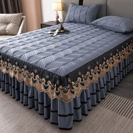 Bed Skirt RainFire Elegant Quilted Thickened Bed Skirt Three Pieces Set King Queen Size Bedspread Antislip Bed Cover with Pillowcase 231130