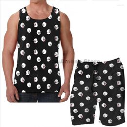Men's Tracksuits Summer Funny Print Men Tank Tops Women Boo Beach Shorts Sets Fitness Vest
