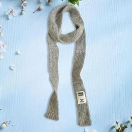 Scarves Women Knitted Scarf Fashionable Women's Knitting Stylish Autumn Winter Accessory With Letter Logo Solid Color Warm Thin