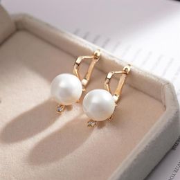 2020 New Trendy Cubic Zirconia Stud Earrings with Pearl Fine Jewelry Rose Gold Earrings for Women Exquisite Jewelry for Gift305I