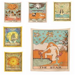 European tarot tapestry astrology wall hanging decoration cloth sun moon star tenture mural modern room dorm decor256E