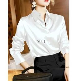 Women's Blouses Shirts Luxury High-Quality Silk Women Blouse Long Sleeved Design Ins Loose Lady Topsyolq