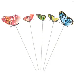 Decorative Flowers 5Pcs Lawn Patio Garden Stakes Decor Flower Bed Fake Butterflies For Yard Home