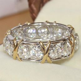 Eternity Jewellery Stone 5A Zircon stone 10KT White&Yellow Gold Filled Women Engagement Wedding Band Ring Sz 5-112886