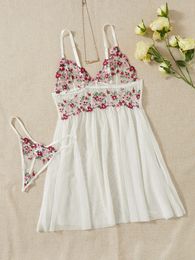 Sexy Pyjama Nightdress Lace Lingerie V neck Strap Sleepwear Summer Sleeveless Babydoll Female Underwear Nightgowns Dress 231129